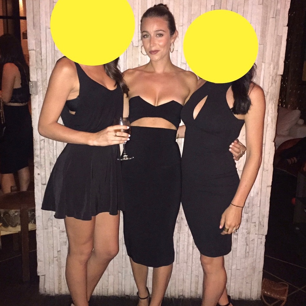 Solace London Strapless Cutout Midi Bodycon Dress